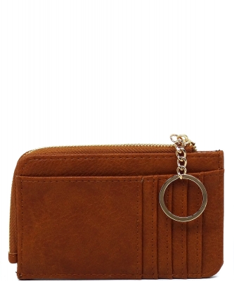 Fashion Card Holder Keychain Wallet AD003 TAN